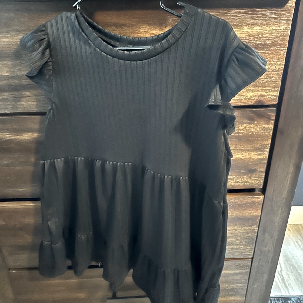 Black satin-sheen doll top